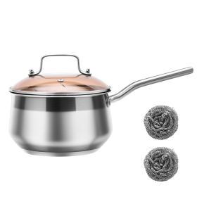 WANGYUANJI Non-Stick Stainless Steel Saucepan With Lid, 2.85QT Small Soup Pot For All Stoves, Oven Save, Dishwasher Safe