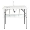 101*65.5*92cm HDPE Rectangular With Barbed Wire Foldable Outdoor Fish Killing Table White