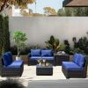 8-piece patio furniture set, all-weather outdoor wicker combination conversation sofa, rattan patio sofa with cushion and glass coffee table