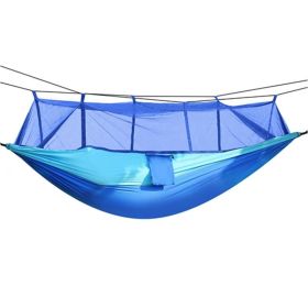 Portable Nylon Swing Hanging Bed Outdoor Hiking Camping Hammock (Color: Blue, Type: Hammock)