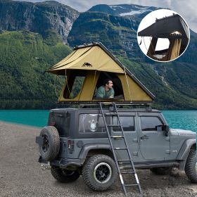 Adventurer Rooftop Tent Hardshell with Luggage Racks&Replaceable Rain Flies, Truck Bed Tent for Camping (Color: Desert Khaki)